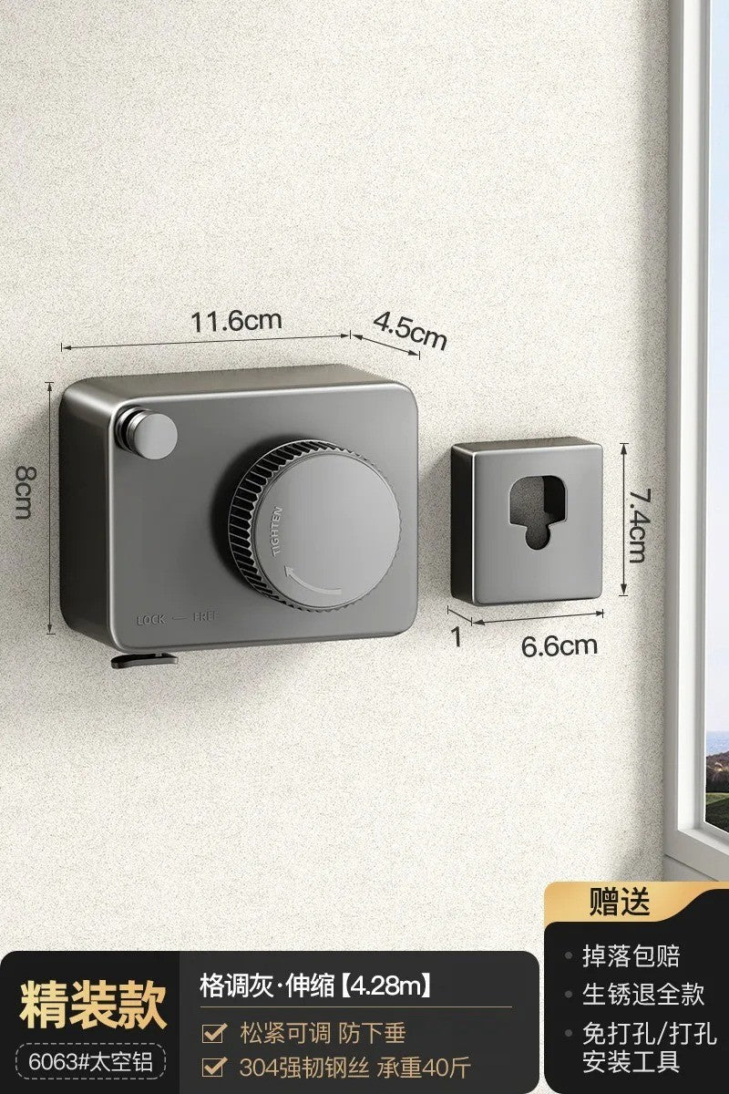 Tendedero retráctil de acero inoxidable, hilo de lavado portátil resistente para interiores y exteriores, secadora de ropa con cuerda ajustable