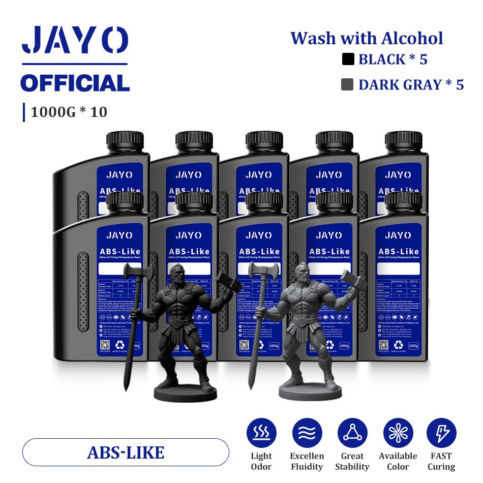 JAYO ABS como resina 3D, 10 botellas ABS como fotopolímero de curado UV de 405nm, resina 3D rápida para impresora 3D LCD/DLP/SLA de 2/4/6/8K