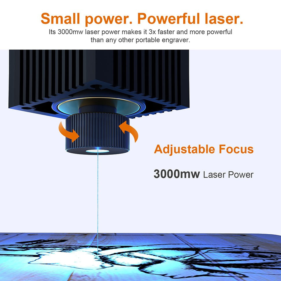 Wainlux-grabador láser K6, impresora de marcado, máquina de carpintería, plástico, 3000mw, Bluetooth