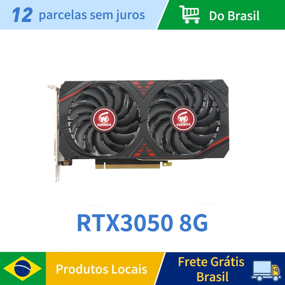 VEINEDA RTX3050 8GB GDDR6 128bit Tarjeta gráfica de computadora RTX 3050 8GB Gaming PC rtx 3070 DP * HDMI-compatible placa de video