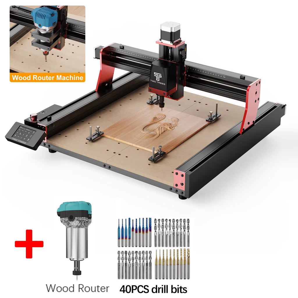 Twotrees-enrutador CNC de 3 ejes/4 ejes, fresadora y cortadora TTC450 PRO, grabador de joyería para madera, acrílico, PCB, PVC, MDF, Metal