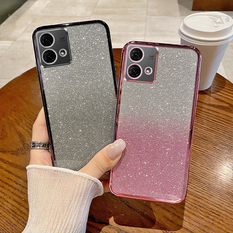 G 84 54 24 14 funda brillante de lujo para Motorola Moto G54 G84 G14 G24 G53 G73 G60 G10 G20 G30 5g cubierta chapada de silicona gradiente