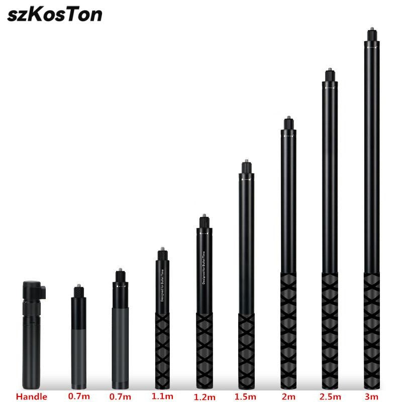 0,7 1,1 1,5 3M palo de Selfie monopié varilla Extensible varita poste aluminio Invisible para Insta 360 X5 X4 X3 GoPro 13 12 11 10 9 8 DJI