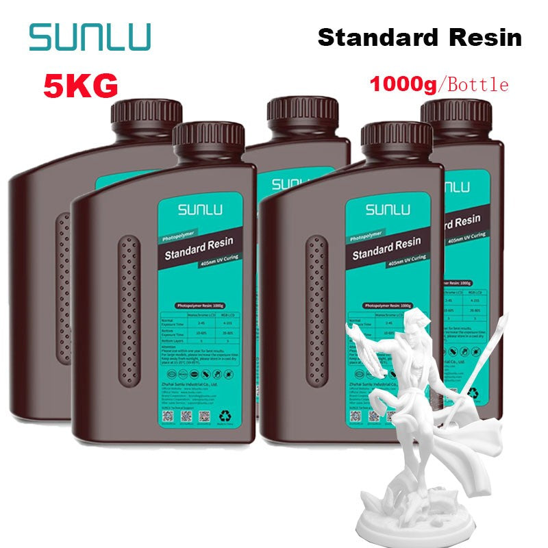 SUNLU 5KG estándar/resina 3D de lavado de agua 405nm resina UV para la mayoría de los materiales de impresora 3D SLA/DLP/LCD sensible a los rayos UV 1kg