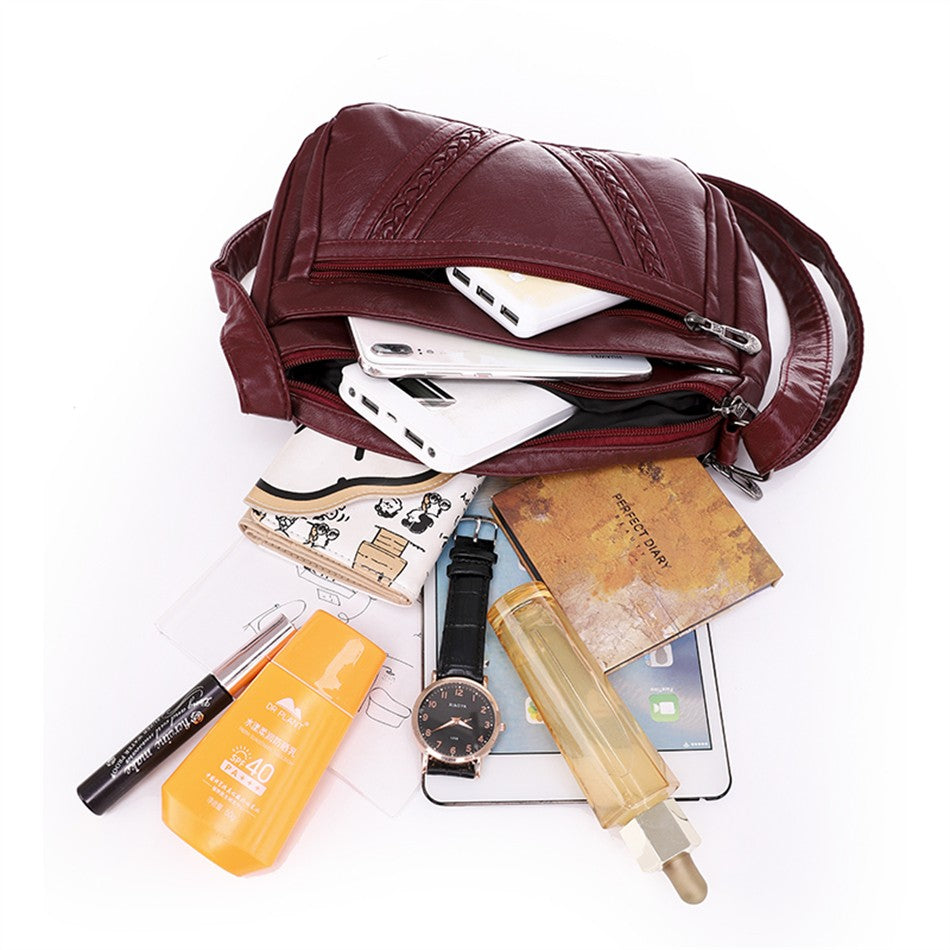 Bolso bandolera de Color liso que combina con todo, bolsos de hombro de alta capacidad para mujer, bolso de mano de piel sintética de alta calidad 2021