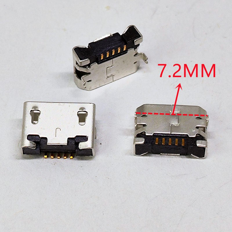 100 Uds Micro USB mini conector 5pin 5,9mm 6,4mm 7,2mm aguja corta 5P DIP2 puerto de datos puerto de carga para enchufe final móvil puerto V8