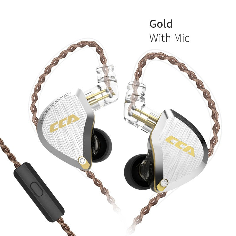 CCA C12 5BA + 1DD auriculares internos híbridos, Unidad de 12 controladores, Monitor de DJ HIFI, auriculares con cancelación de ruido, PC con cable para jugadores