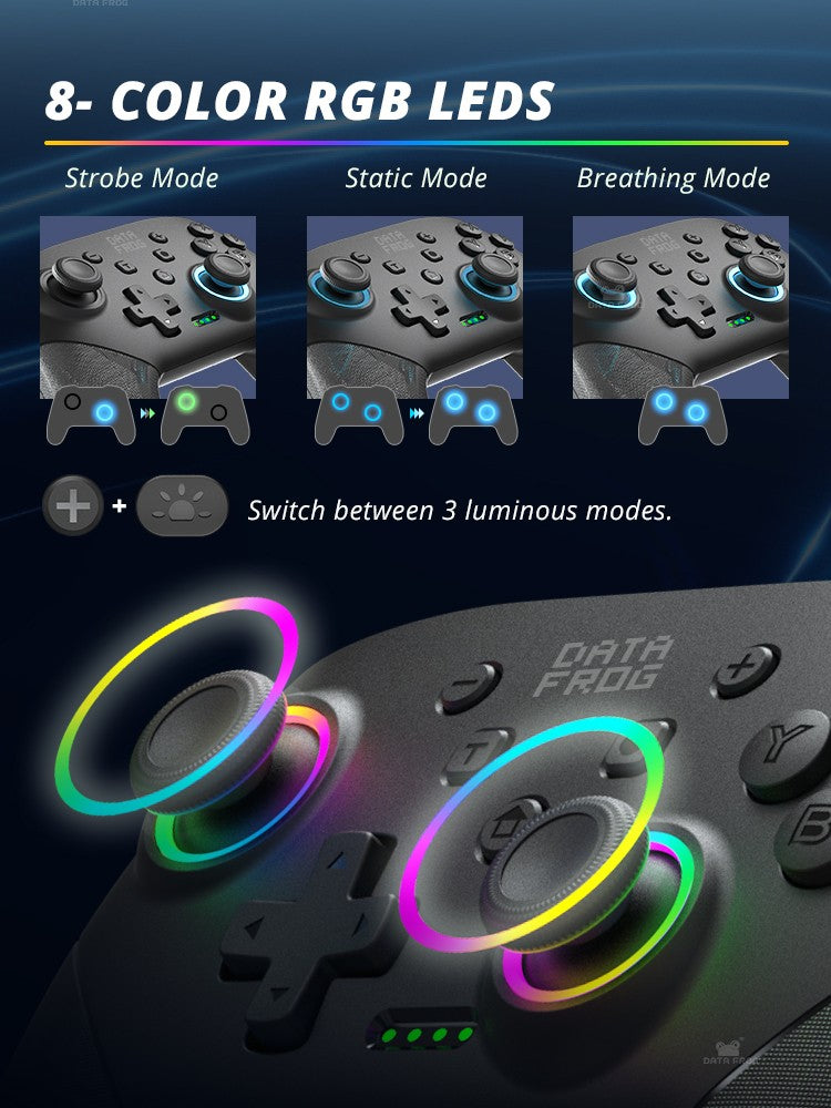 Control Inalámbrico DATA FROG Pro para Switch / Switch Lite / Consola OLED para PC, Joystick con Doble Vibración y Control de Movimiento