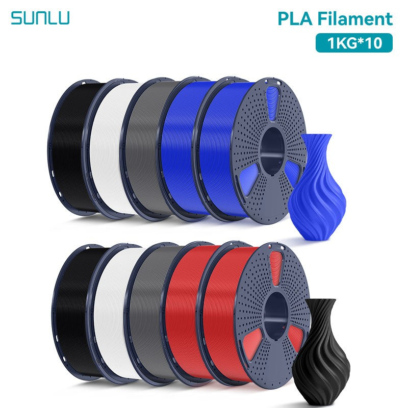 Filamentos SUNLU PLA PETG PLA Plus, 10 rollos de filamento 3D, 1 KG/rollo, 1,75mm, 100% líneas de filamento, ordenadamente para impresión 3D de la UE y EE. UU.