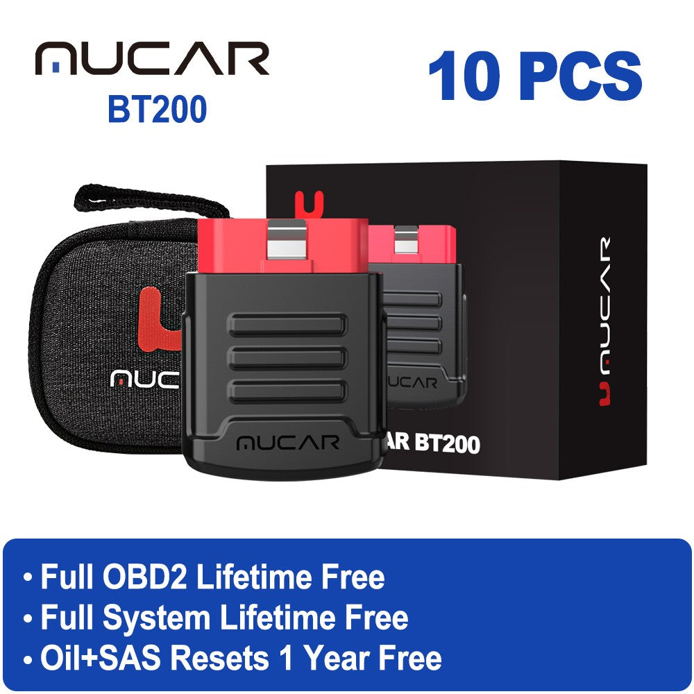 MUCAR BT200/BT200 PRO, herramienta de diagnóstico de coche con Bluetooth, aceite IMMO SAS 15, reinicio OBD2, escáner, lector de código automático para diagnóstico de sistema completo