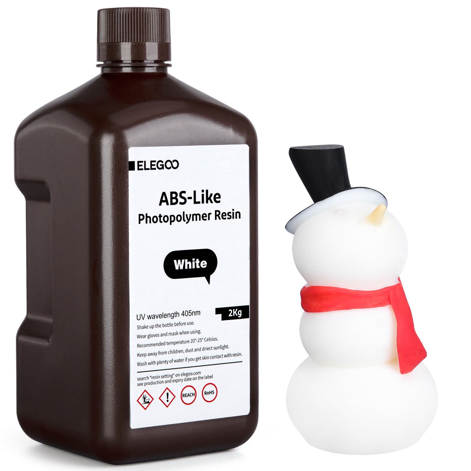 ELEGOO Resina para impresora 3D 2kg 405nm Resina tipo ABS de curado UV para impresión LCD 3D, alta precisión, bajo olor, gris 2000g