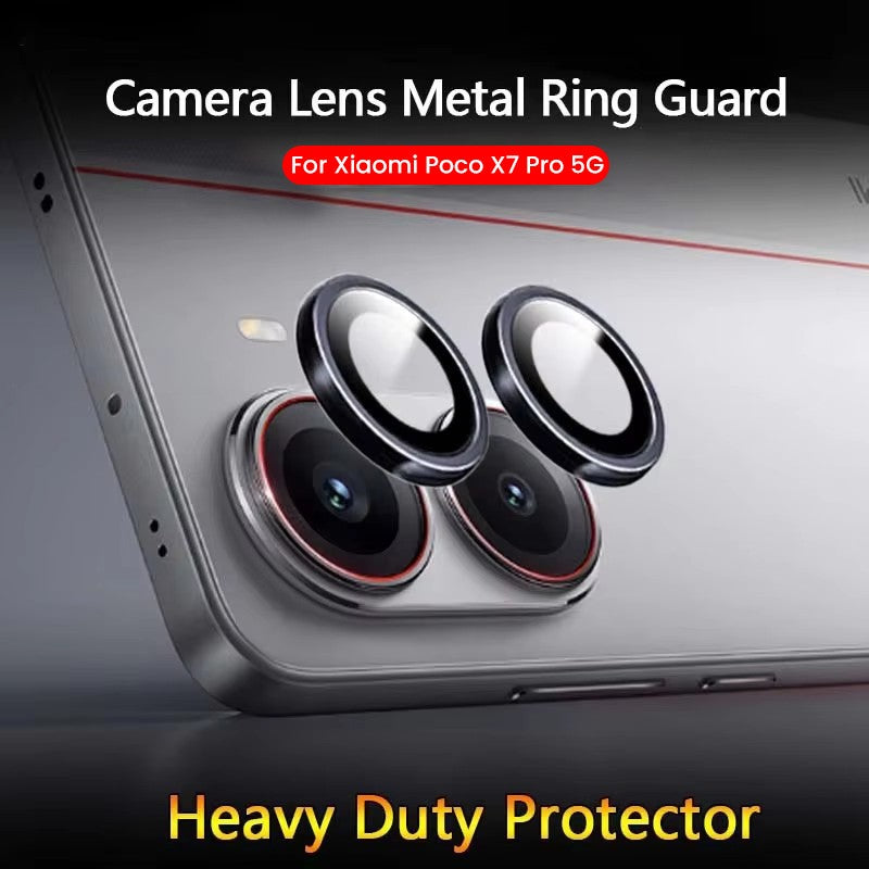 Para Xiaomi Poco X7 Pro 5G funda anillo Matel + tapa protectora de lente de cámara de vidrio templado 9D PocoX7Pro Poko Little X 7 Pro 7Pro X7Pro