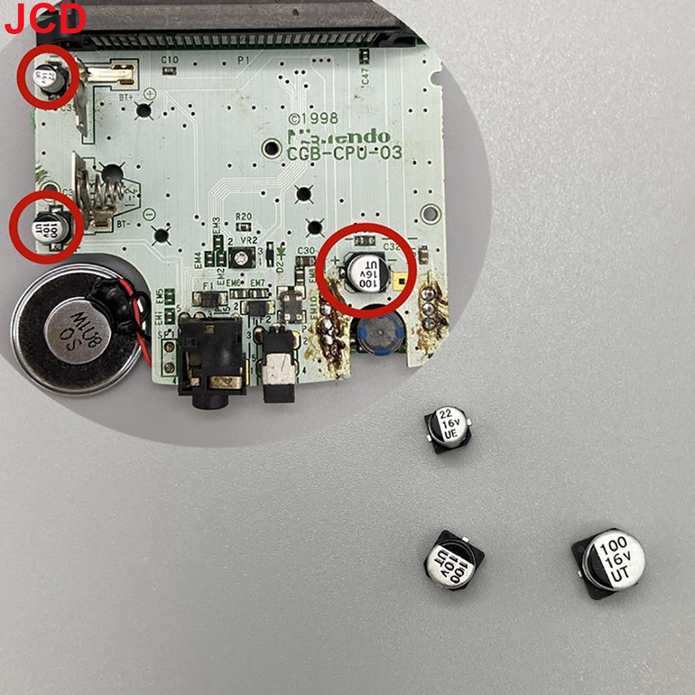 Condensador de placa base JCD para GBA GBP GBC para Gameboy Pock et para GBA GBC GBP GBA SP GBL Color reemplazo de reparación de placa base