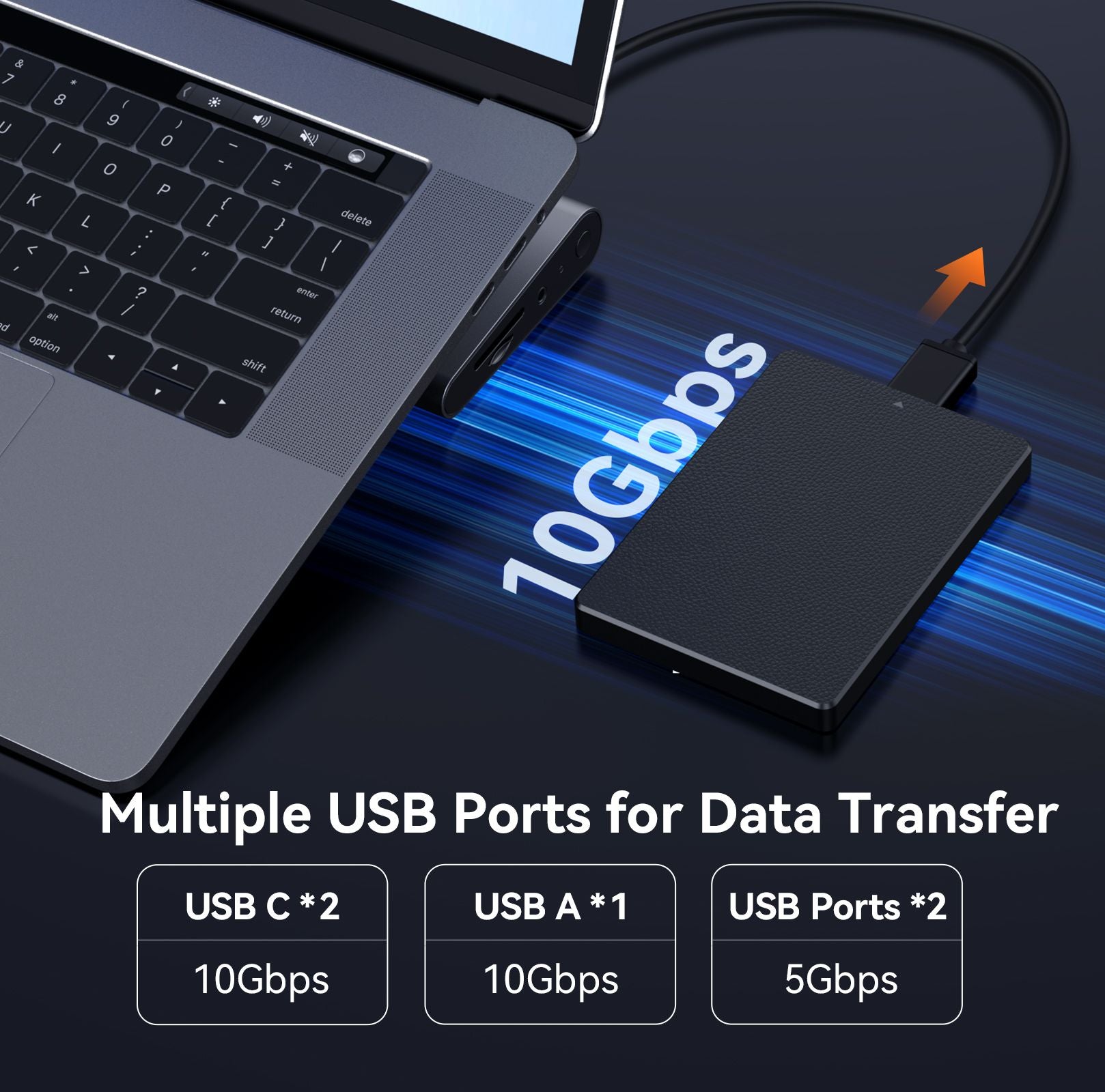TobenONE Estación de acoplamiento USB C Soporte para computadora portátil Monitor 4K dual/triple con fuente de alimentación Gan III de 100 W, Ethernet de 2,5 Gbps