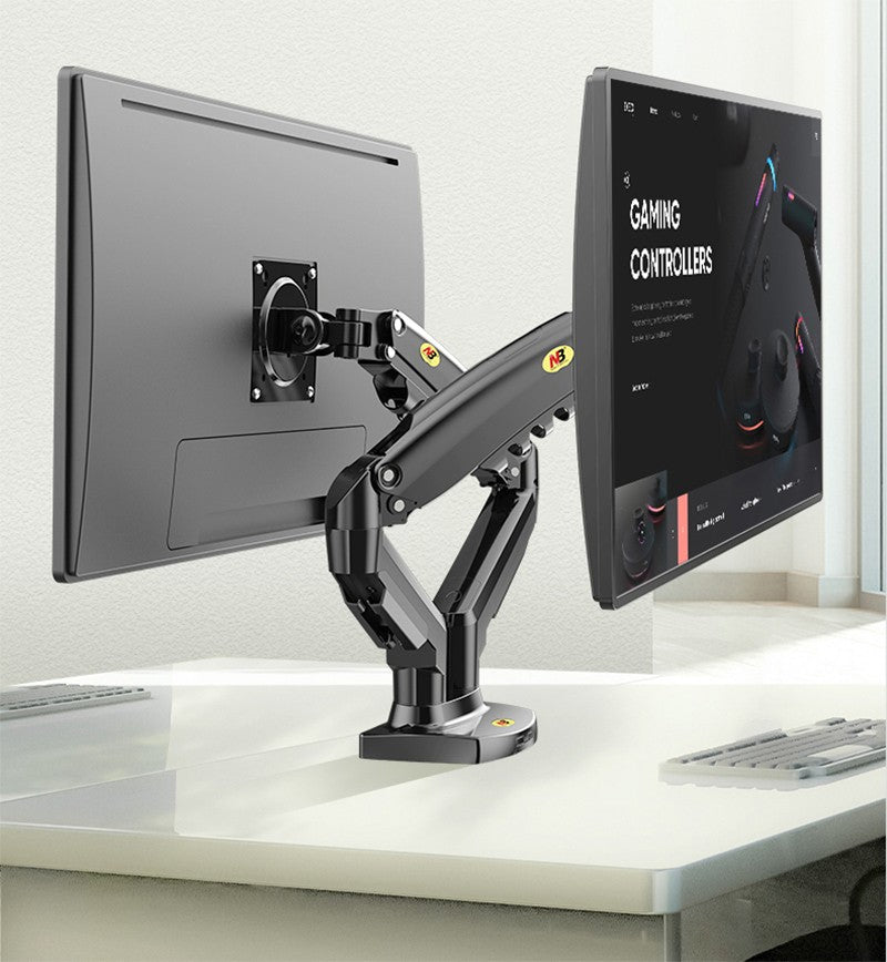 Soporte para Laptop con Doble Monitor y USB 3.0 NB F160-FP, Brazo Doble con Resorte de Gas para Monitores de 17'-27' + Soporte para Laptop de 10'-17'