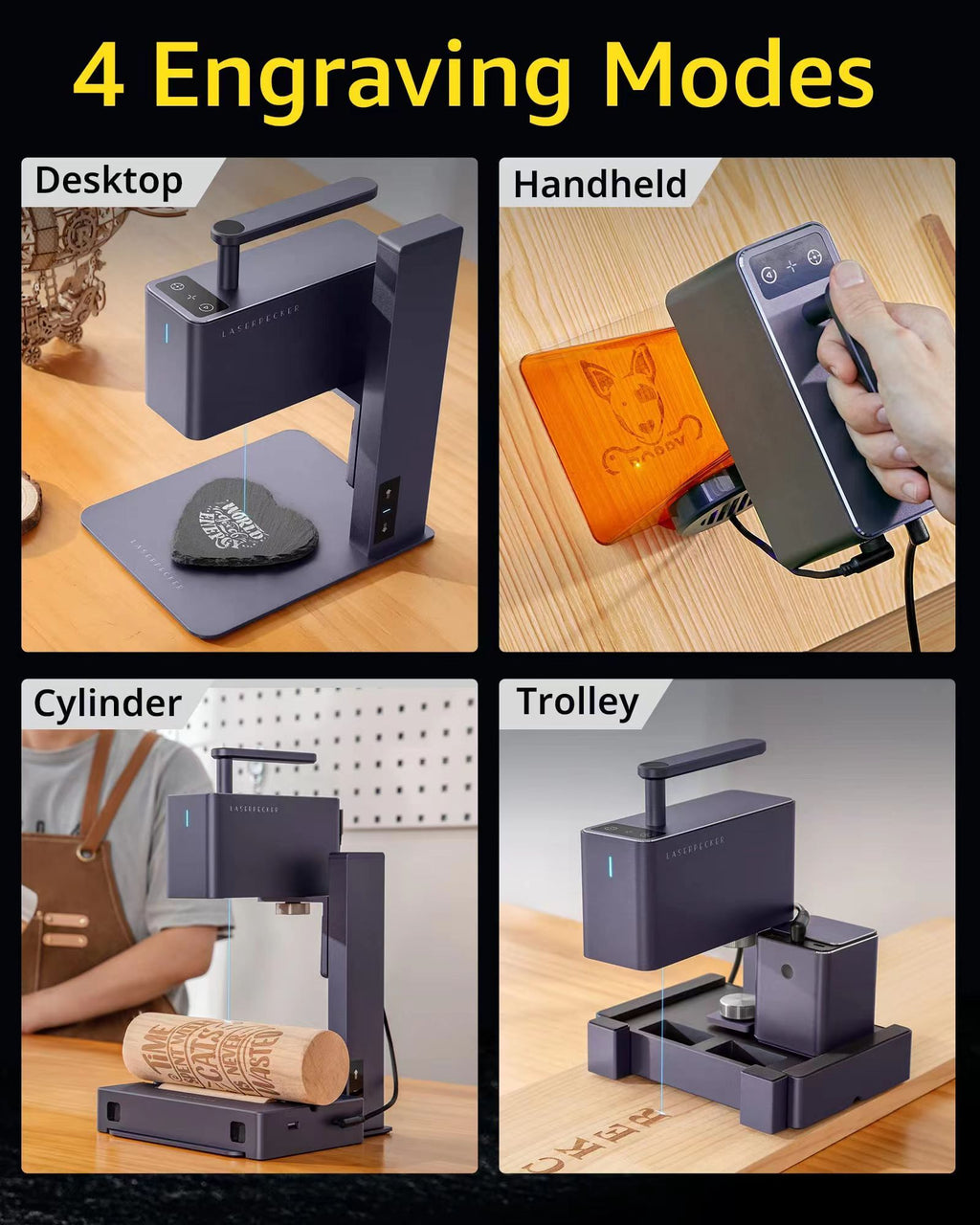MINI grabador láser LaserPecker con máquina de grabado portátil Bluetooth 5W 2K para papel, madera, cuero, vidrio de color LP2