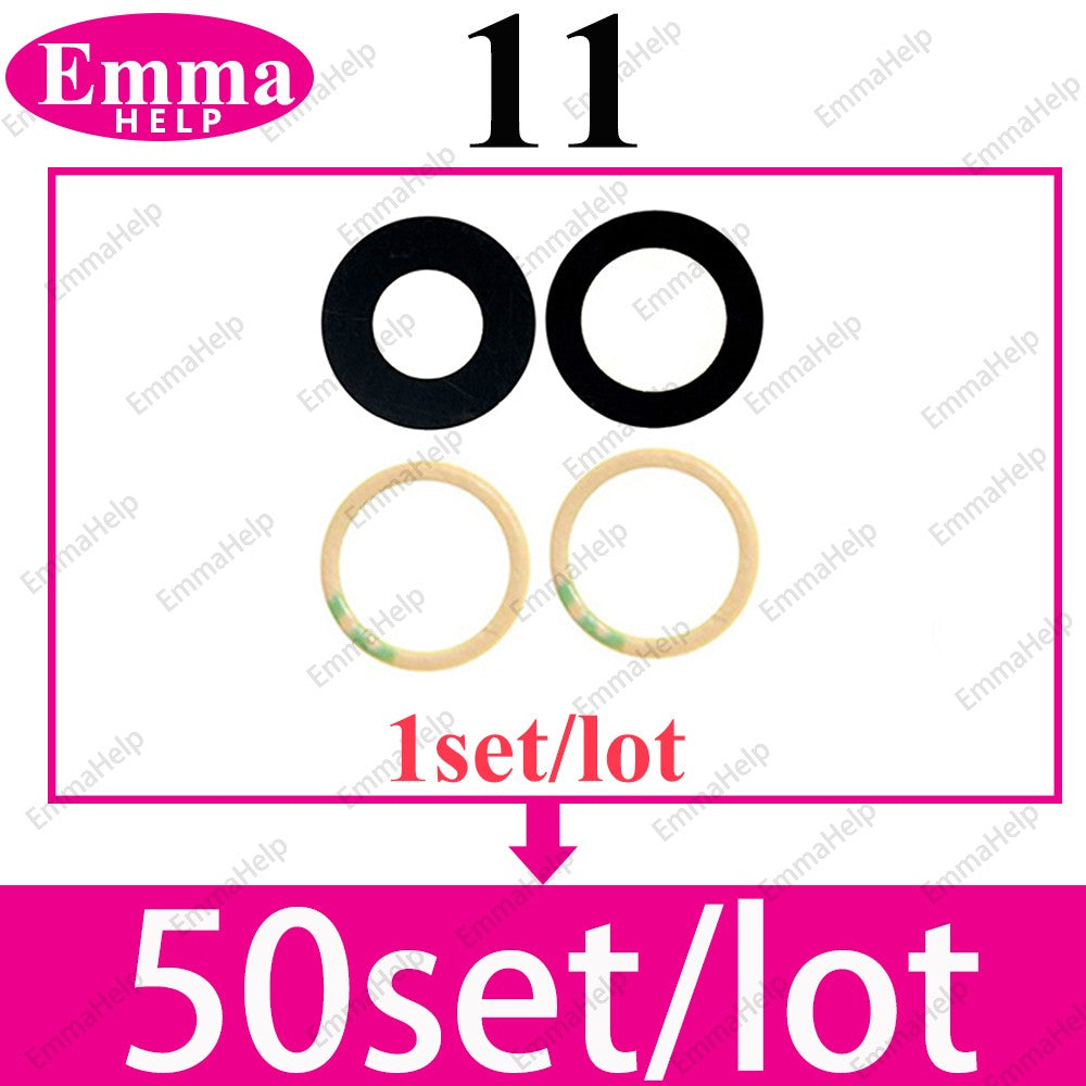 50 Piezas/Lote de Cristal de Lente de Cámara Trasera para iPhone 14 13 12 11 Pro Max XS XR X 7 8 Plus, Repuesto de Cristal de Cámara Trasera con Adhesivo