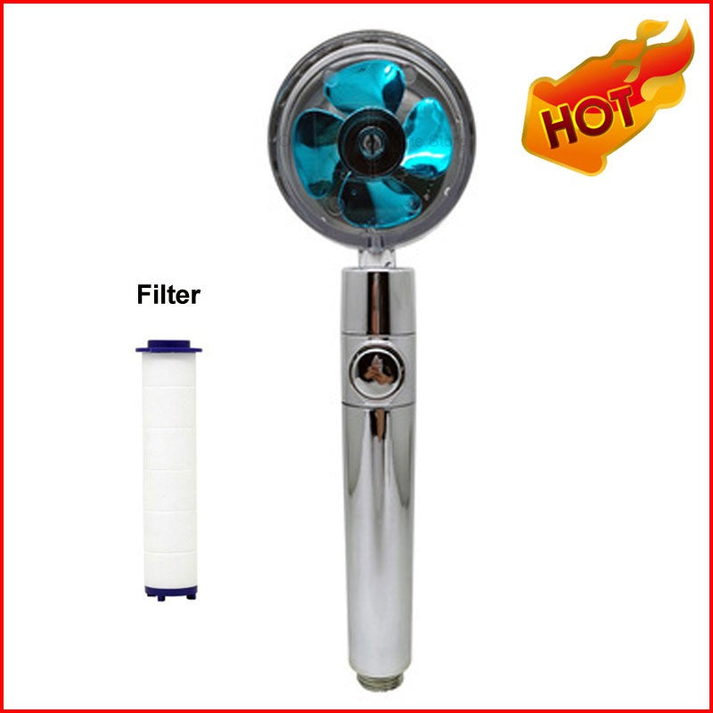 Nuevo cabezal de ducha con flujo de ahorro de agua, rotación de 360 grados con ventilador pequeño, boquilla de pulverización de alta presión ABS para lluvia, accesorios de baño