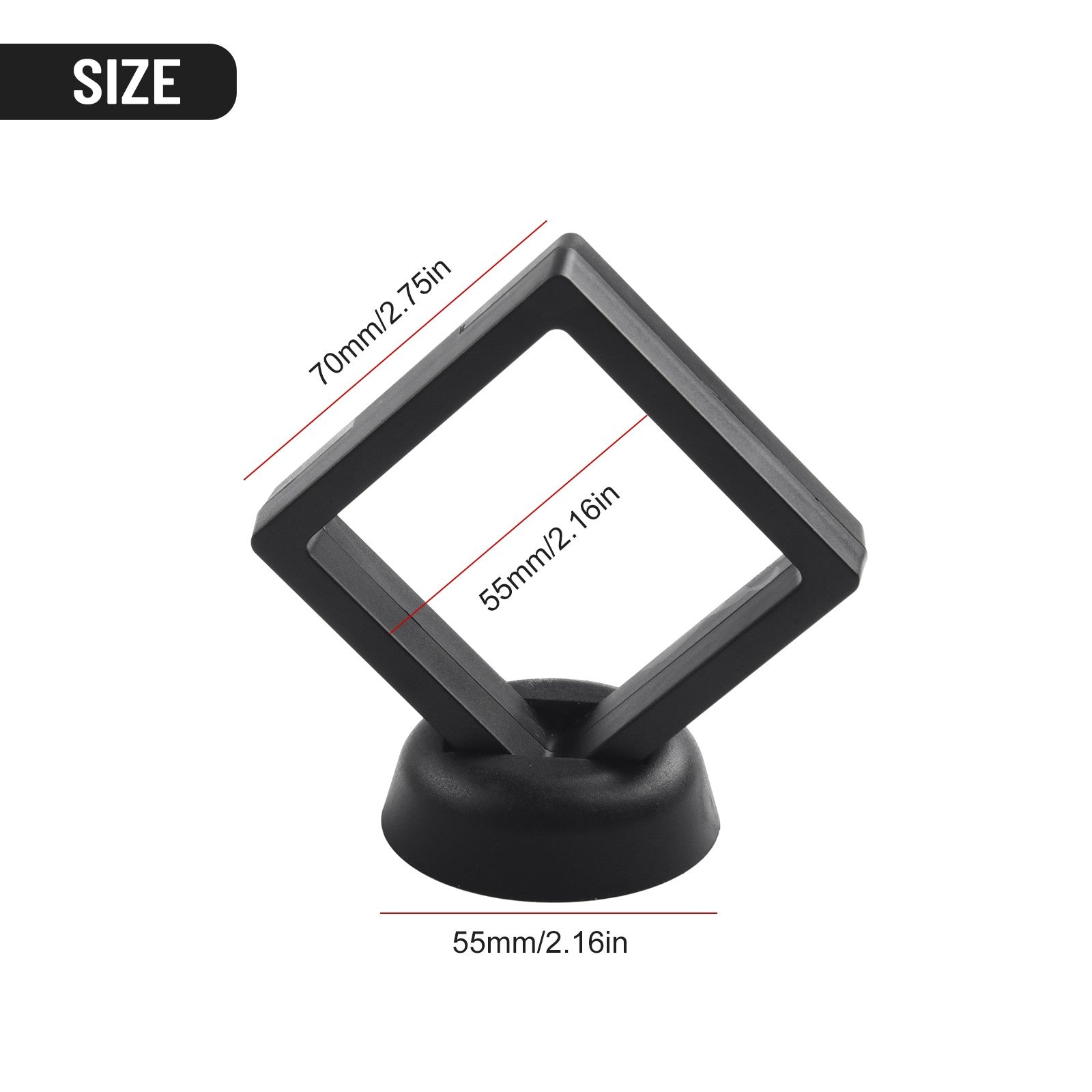 5/10 Uds. Marco flotante 3D anillo de joyería soporte para presentación de monedas caja de almacenamiento suministros para el hogar negro/blanco 70mm x 70mm x 20mm