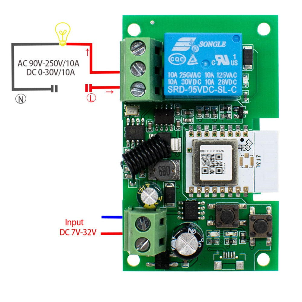Interruptor Inteligente Zigbee de Contacto Seco, Módulo de Relé de Riel DIN de 1, 2 o 4 Canales, Relé RF de Dos Canales 433, 12V 24V 230V, Compatible con Tuya