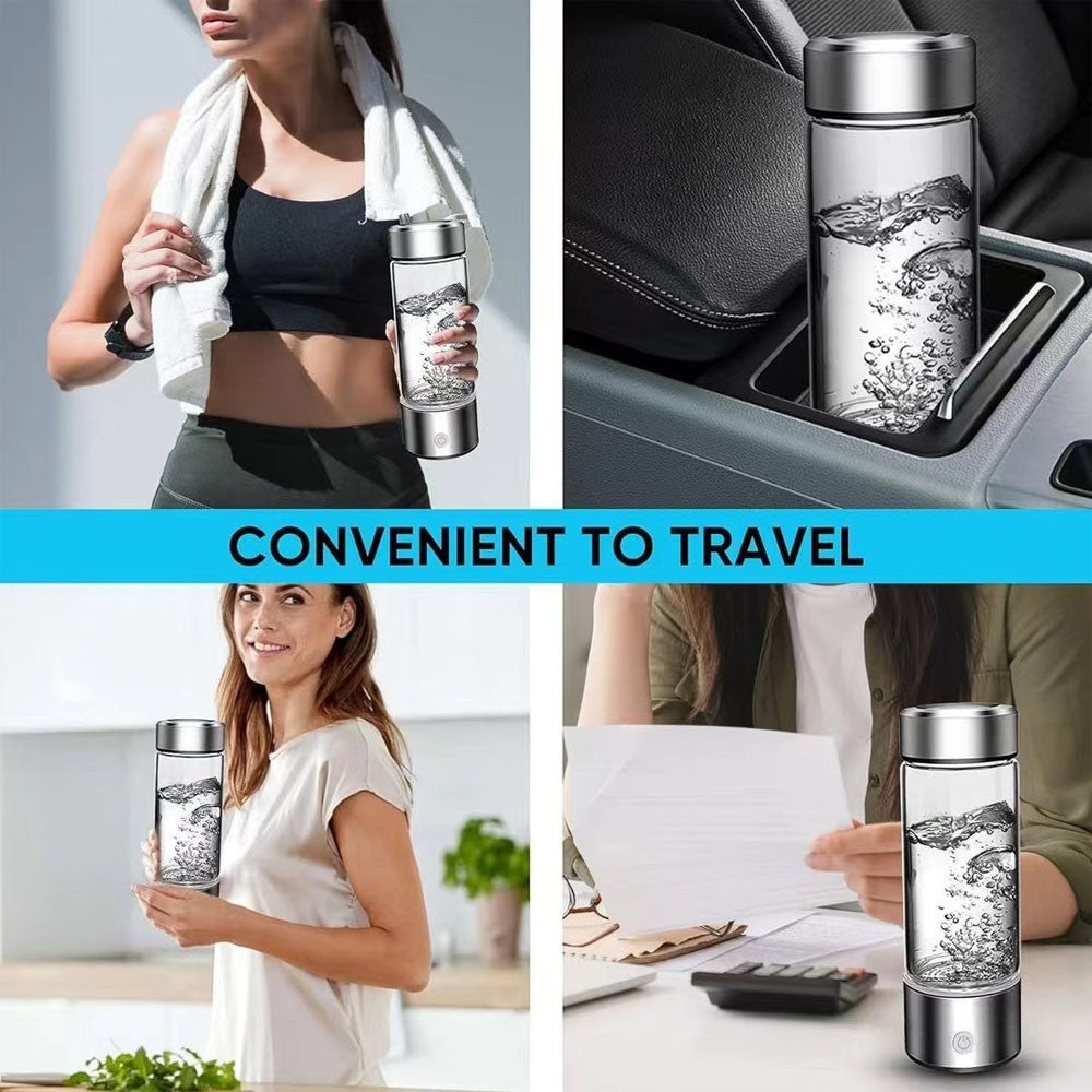 Taza de agua rica en hidrógeno de 420ml, botella eléctrica con generador de agua rico en hidrógeno, filtro de calidad de titanio, ionizador antioxidante portátil