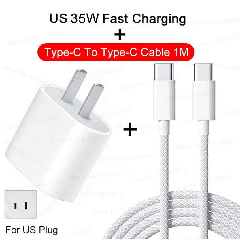 Cargador rápido PD de 35W para iPhone 11, 12, 13, 14, 15 Pro Max, Cable de carga rápida para iPhone 15 Plus, Cable de datos USB tipo C