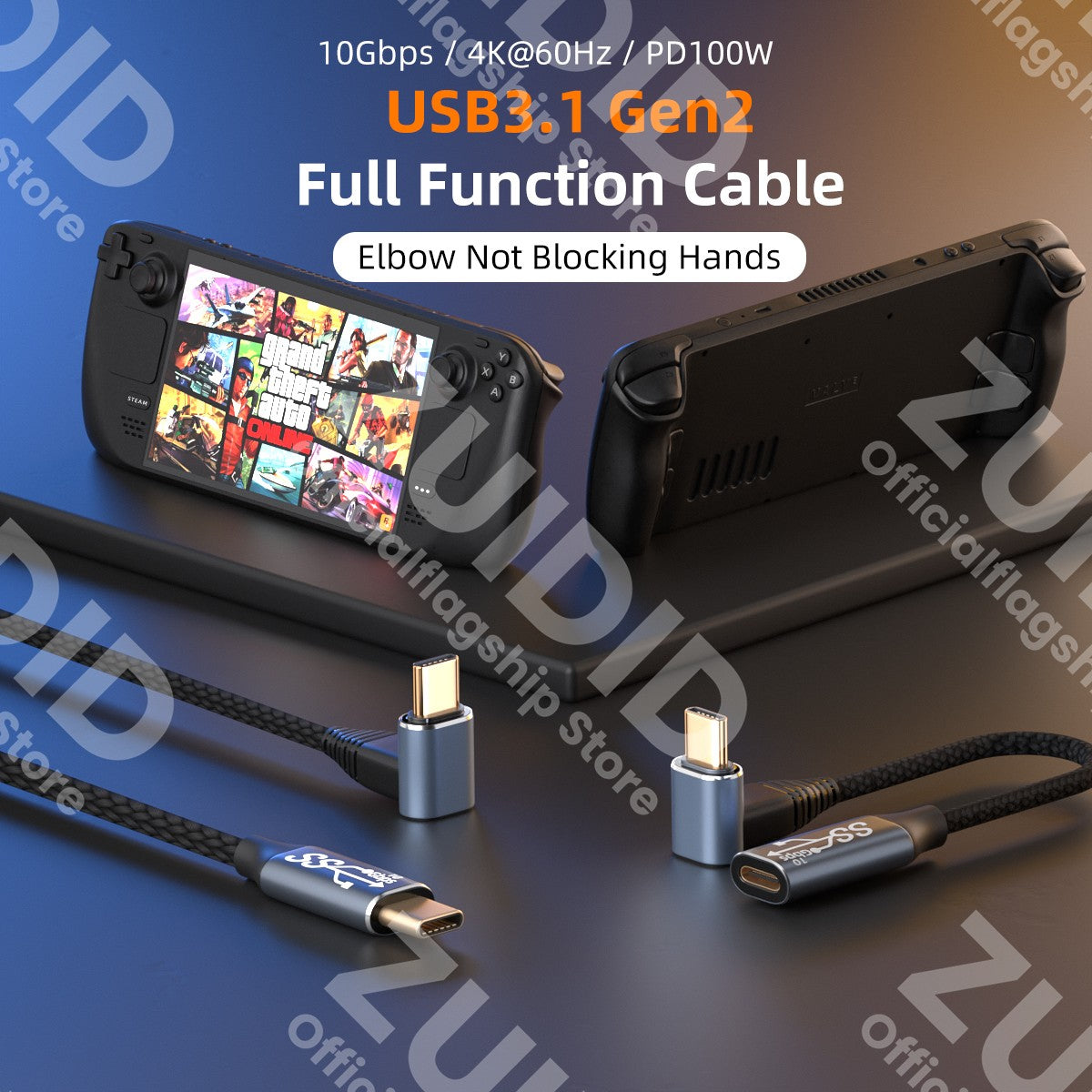 USB C a USB tipo C 3,1 Gen2 10Gbps Thunderbolt 3 4K @ 60Hz Cable PD100W 5A Cable de carga rápida para MacBook Pro Steam Deck Samsung