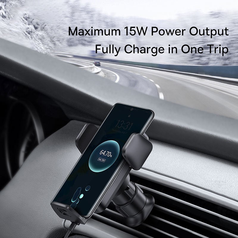 Soporte de teléfono Baseus para coche, cargador de teléfono inalámbrico QI infrarrojo de 15W para iPhone, Xiaomi, Samsung, soporte para coche, carga rápida, fácil Control
