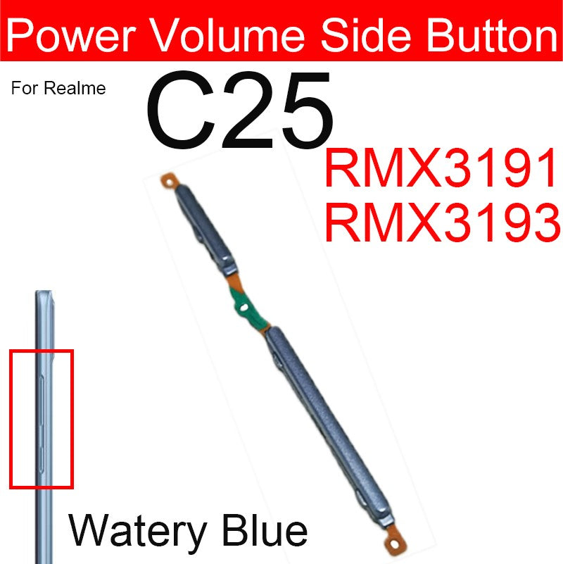 Para Realme C25 C25Y C25S C21 C21Y C20 C20A volumen de energía botón lateral volumen lateral botones de encendido llave pequeña piezas de cable flexible