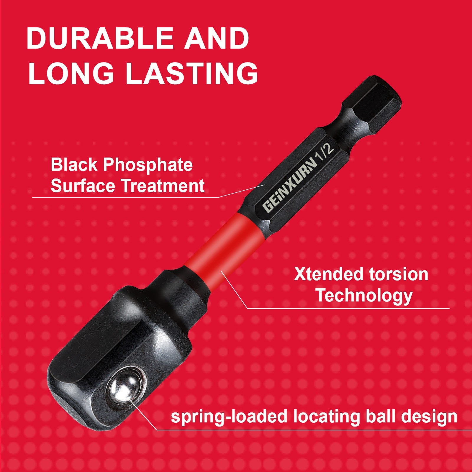 Juego de adaptadores de enchufe de impacto Geinxurn, accionamiento de 1/4 "3/8" y 1/2 ", broca de extensión con soporte, adapta a taladro eléctrico a llave de impacto de alto par