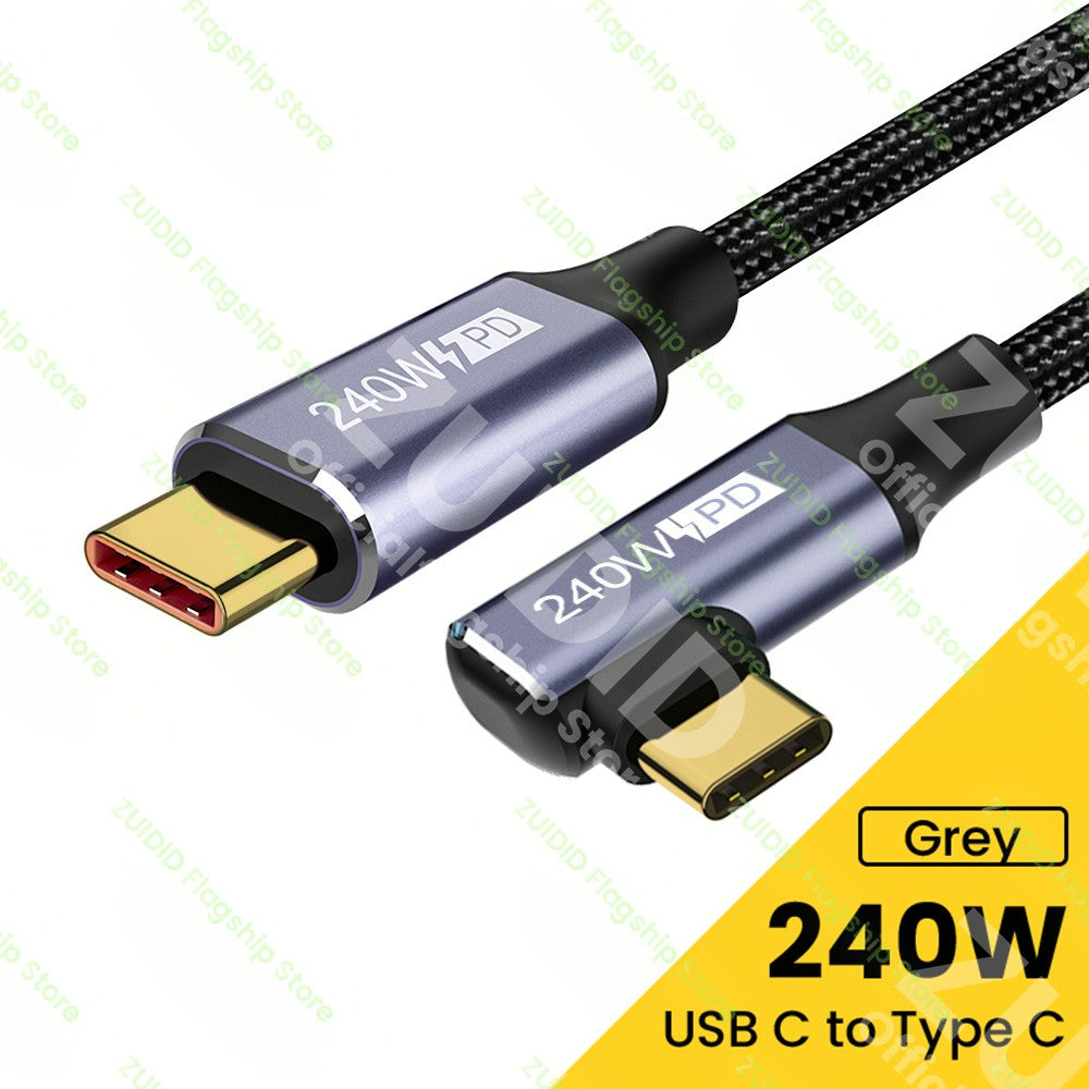 Cable USB C a tipo C de 100W PD 3,1 240W Cable cargador de carga rápida USB-C 5A Cable de datos tipo C para Macbook iPad Samsung Xiaomi 2m