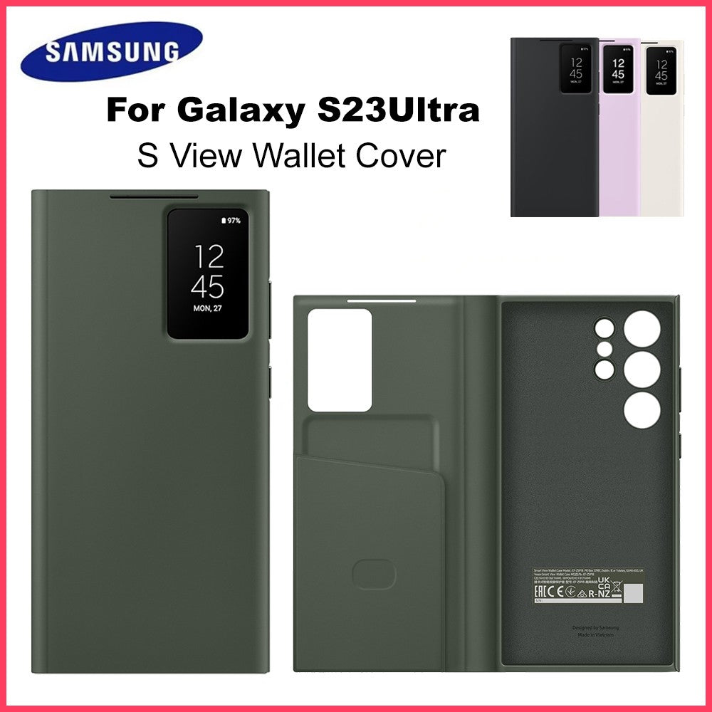 Funda tipo cartera Smart View original para Samsung Galaxy S23 Ultra, funda transparente con tapa abatible Smart Clear View, modelo EF-ZS918