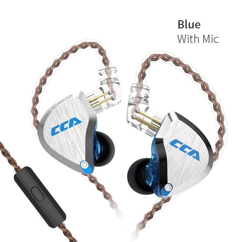 CCA C12 5BA + 1DD auriculares internos híbridos, Unidad de 12 controladores, Monitor de DJ HIFI, auriculares con cancelación de ruido, PC con cable para jugadores