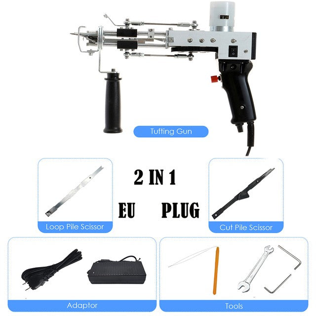 Máquina eléctrica para tejer alfombras, pistola para mechones de alfombras, herramientas para hacer alfombras, máquina de bordado manual de corte/bucle de 7-21mm, 110-220V