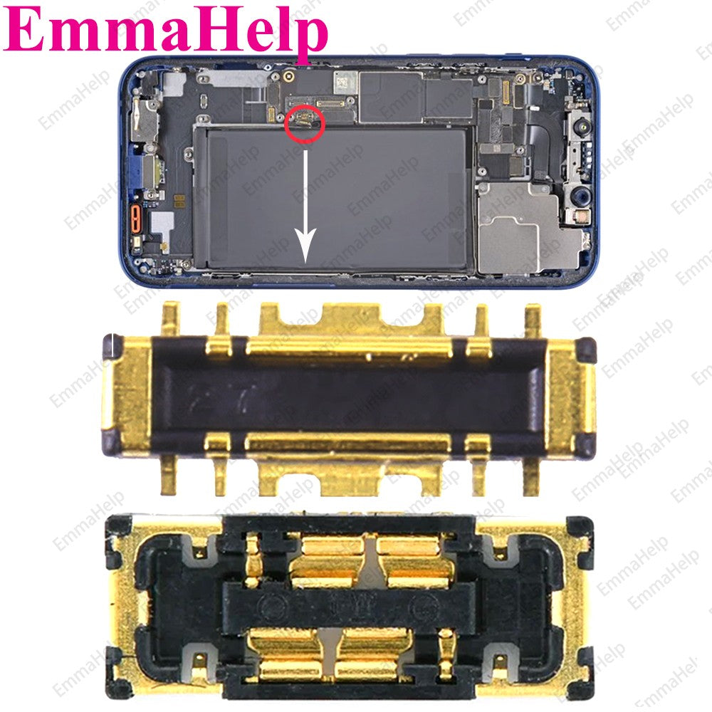 10 Uds batería FPC conector Flex Cable para iPhone 14 15 Plus 13 12 11 Pro Max 7 6S X XR 8 Plus Clip enchufe