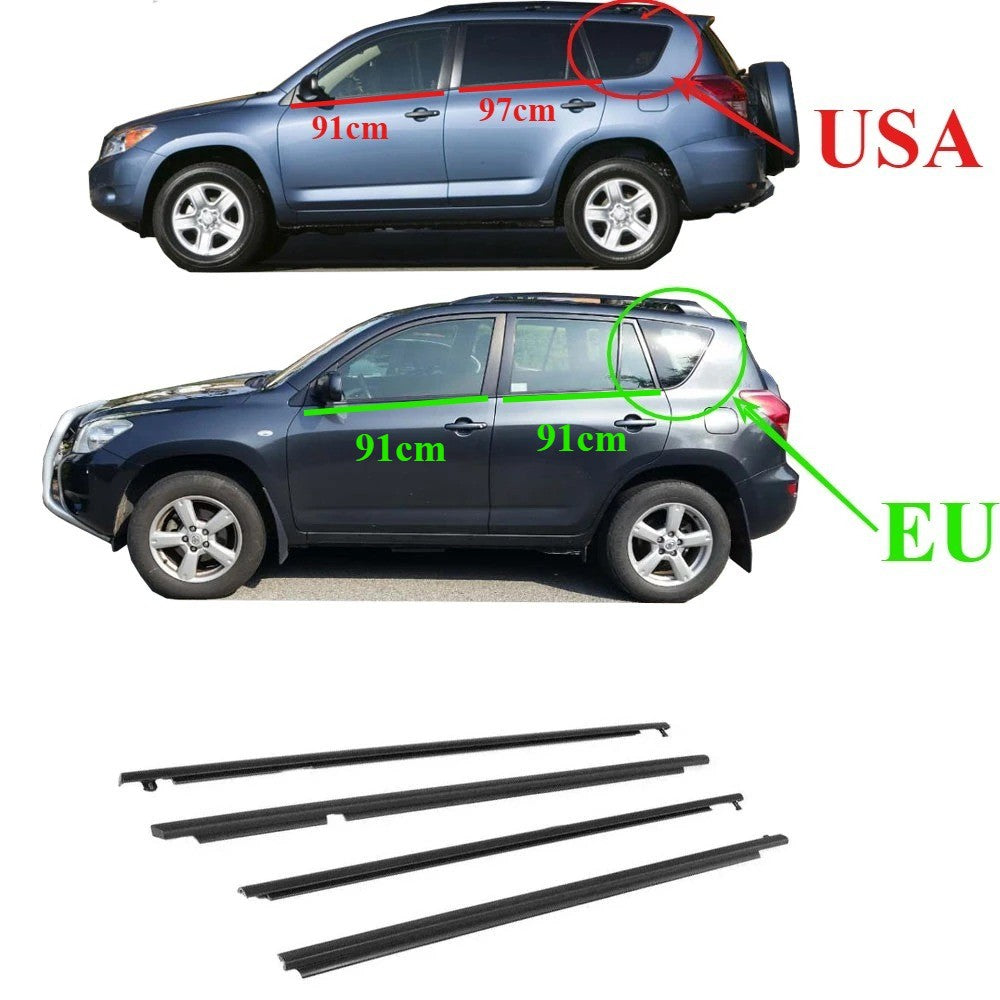 4 Uds. De goma para ventanas de EE. UU. o UE exterior para Toyota RAV4 2009-2012 75720-0R020 Protector de vidrio tira meteorológica para RAV-4 vidrio XA30