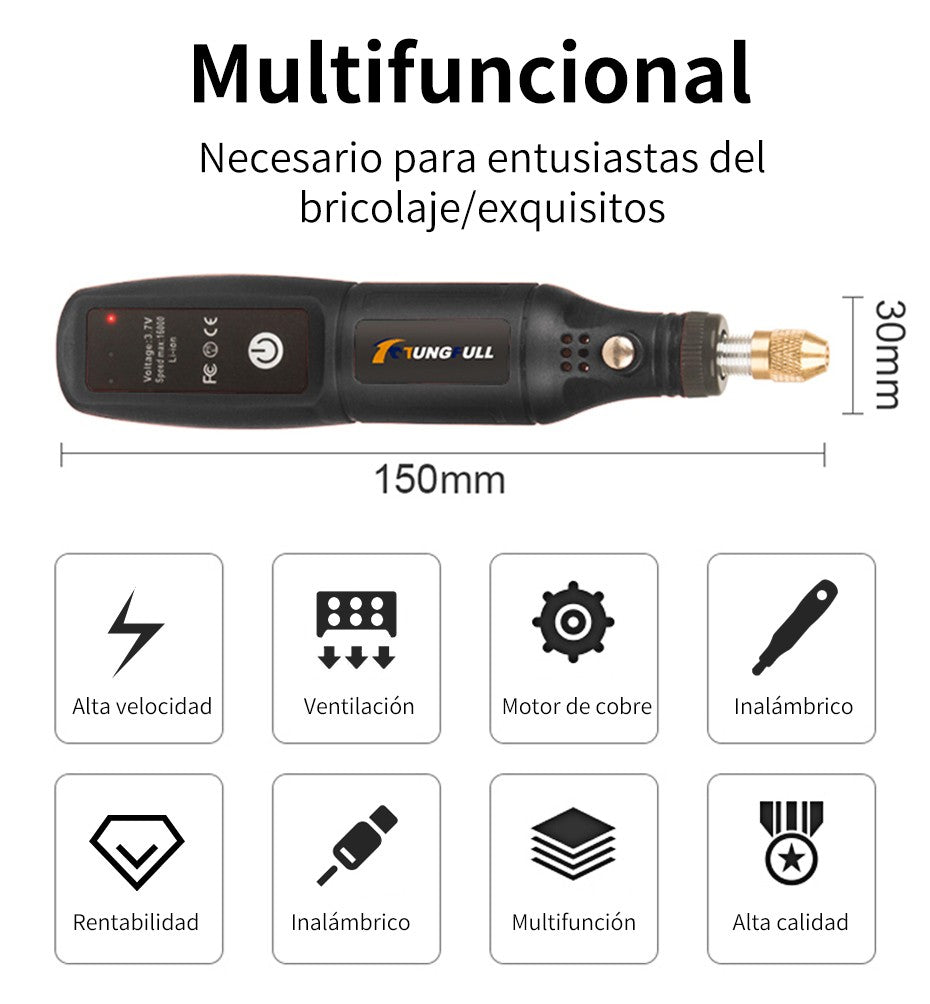 Herramienta de grabado USB, herramienta Dremel, taladro inalámbrico, herramienta rotativa, Mini taladro eléctrico inalámbrico, máquina pulidora recargable