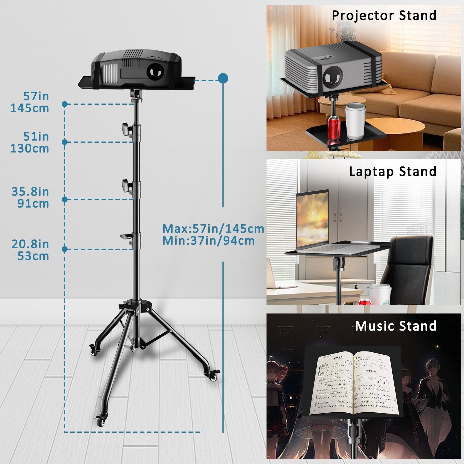 Trípode para Proyector SH - Soporte Ajustable para Laptop, Mesa de Mezclas DJ, Escritorio para Computadora en Exteriores, Soporte para Escenario o Estudio