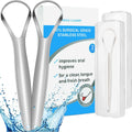 Raspador de lengua de 2 uds, limpiador de lengua de acero inoxidable profesional para reducir el mal aliento, raspadores de lengua de Metal, mejorar la higiene bucal