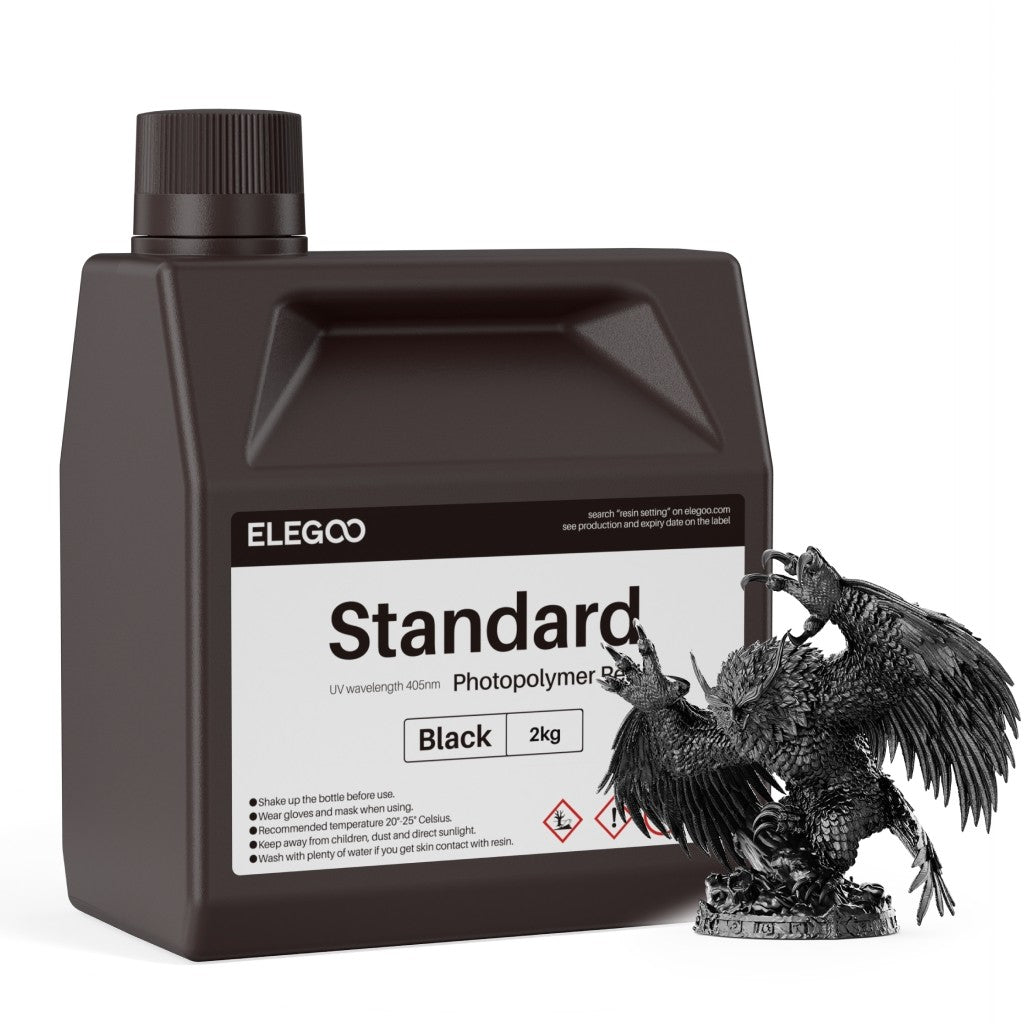 Resina para Impresora 3D ELEGOO, 2 kg, 405 nm, Resina Fotopolímera Estándar de Curado UV para Impresión 3D LCD, Alta Precisión, Bajo Olor, Gris 2000 g