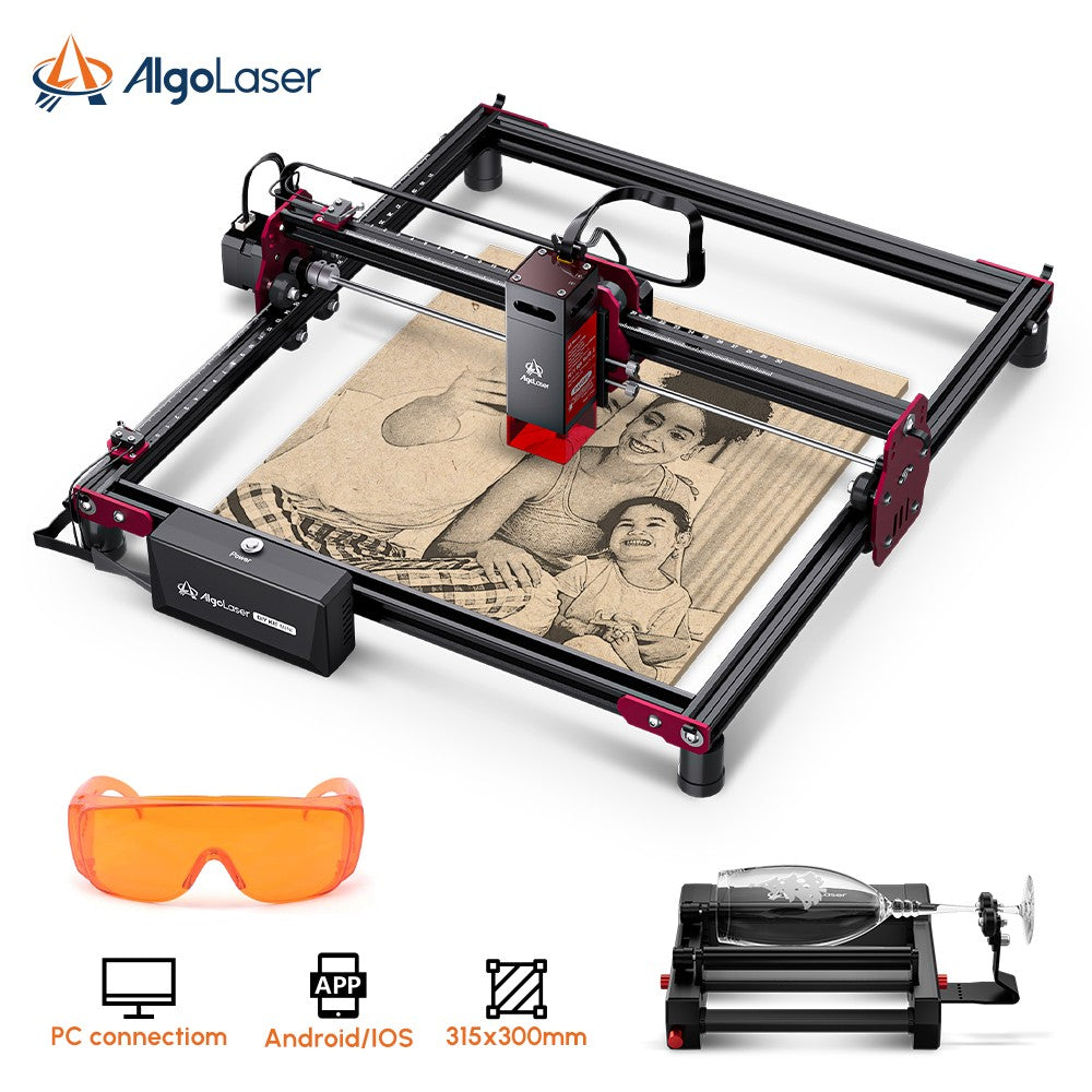 Máquina de grabado en madera Algolaser Mini 5W para principiantes, control Wifi sin conexión, 12000 mm/min, DIY, para vidrio, madera, revestimiento de metal