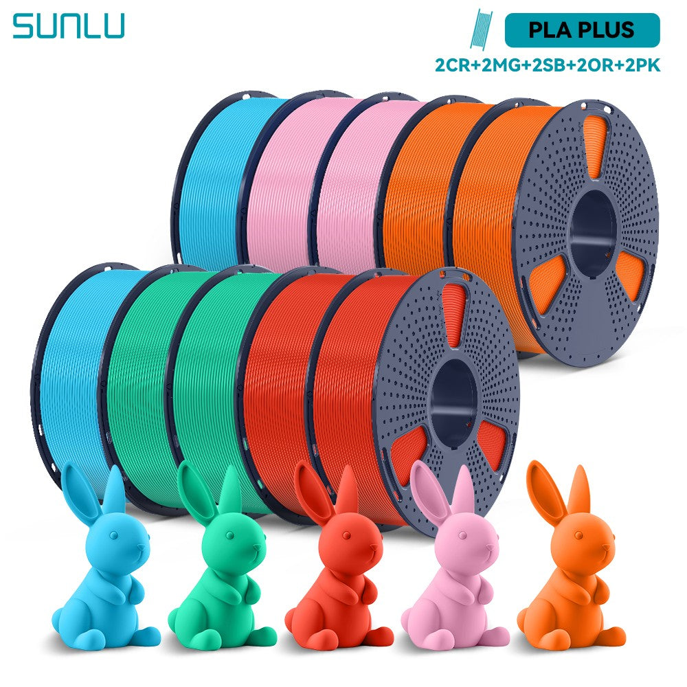 Filamentos SUNLU PLA PETG PLA Plus, 10 rollos de filamento 3D, 1 KG/rollo, 1,75mm, 100% líneas de filamento, ordenadamente para impresión 3D de la UE y EE. UU.