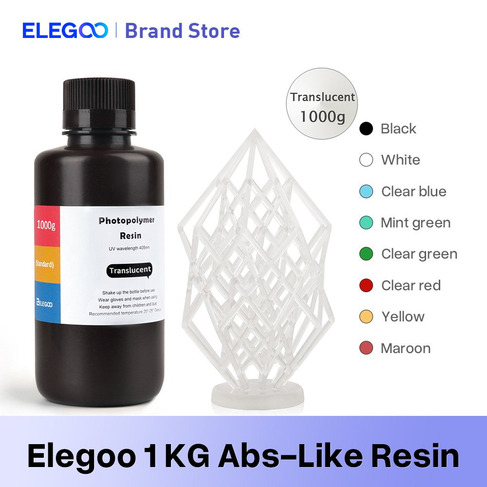 Resina para Impresora 3D Tipo ABS de ELEGOO, Resina de Fotopolimerización Estándar Tipo ABS de 405nm para Impresión 3D LCD, 1000g