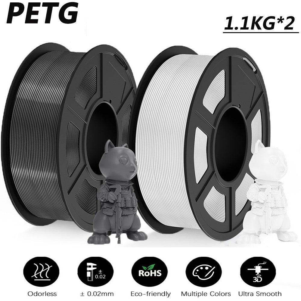 JAYO 2 rollos de filamento de impresora 3D PETG/PLA/PLA PLUS 1,75mm 2,2 KG 100% sin burbujas materiales de impresión 3D no tóxicos para impresora 3D
