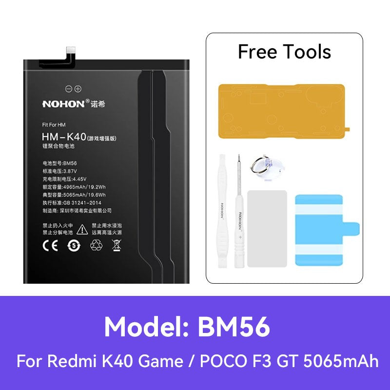 Batería NOHON BM4Y BM56 para Redmi K40 K40Pro K40 batería de repuesto para juegos para Xiaomi Redmi K40 POCO F3 con herramientas gratuitas