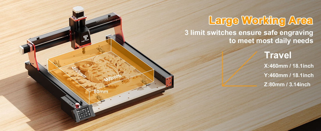 Twotrees-enrutador CNC de 3 ejes/4 ejes, fresadora y cortadora TTC450 PRO, grabador de joyería para madera, acrílico, PCB, PVC, MDF, Metal