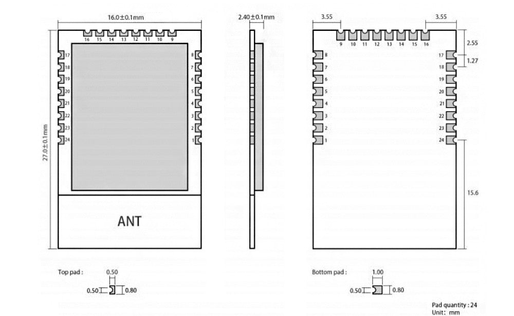 Módulo inalámbrico CC2530 ZigBee 2,4 GHz E18-MS1PA2-PCB EBYTE 100mW módulo de red Zigbee AD HOC de larga distancia con antena PCB