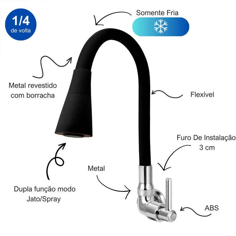 Grifo Flexible para cocina, rociador de doble función, cromado, para fregadero, monocomando