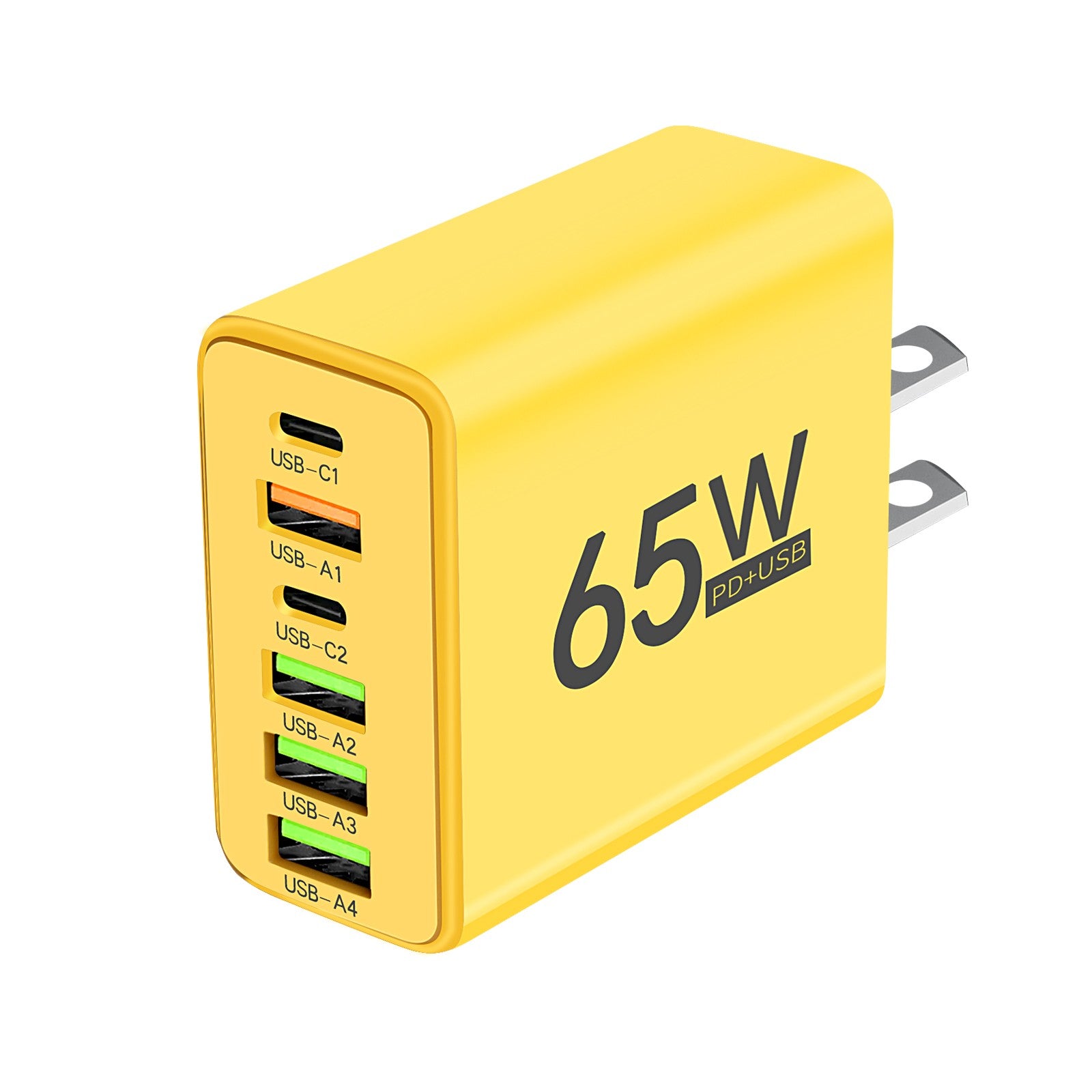 Cargador USB de 65W, adaptador de carga rápida PD tipo C de 6 puertos para iPhone 13, 14, 15, Samsung, Xiaomi, Huawei, cargador rápido de pared para teléfono móvil