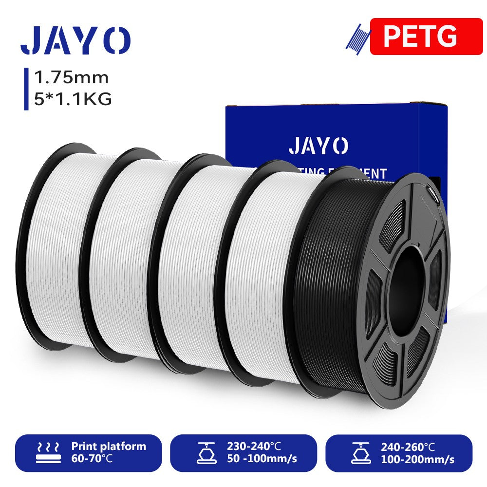 Filamento para Impresora 3D JAYO PETG/PLA/PLA PLUS, 1.75mm, 5.5KG, 100% Sin Burbujas, No Tóxico, Materiales de Impresión 3D para Impresora 3D y Bolígrafo 3D